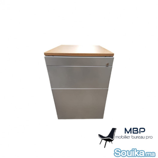 Caisson 3 tiroirs métalliques rangement stylo gris