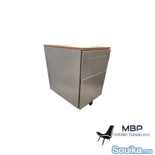Caisson 3 tiroirs métalliques rangement stylo gris