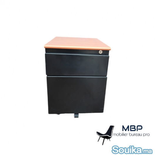 Caisson Steelcase Noir à 2 Tiroirs avec Clé