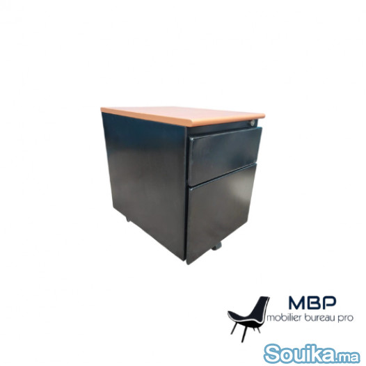 Caisson Steelcase Noir à 2 Tiroirs avec Clé