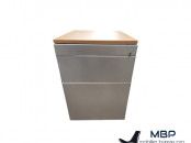Caisson 3 tiroirs métalliques rangement stylo gris