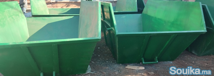 Poubelle métallique galvanisé de 660l benne de 5 m