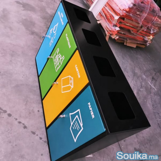 ARMOIRE POUBELLE DE TRI SÉLECTIF MODÈLE CARÉNÉ 4