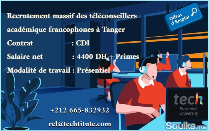 OFFRE D'EMPLOI A TANGER - 4400 dh netprimes