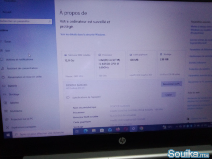 Portable HP ProBook Core i5 Génération 8 Batterie