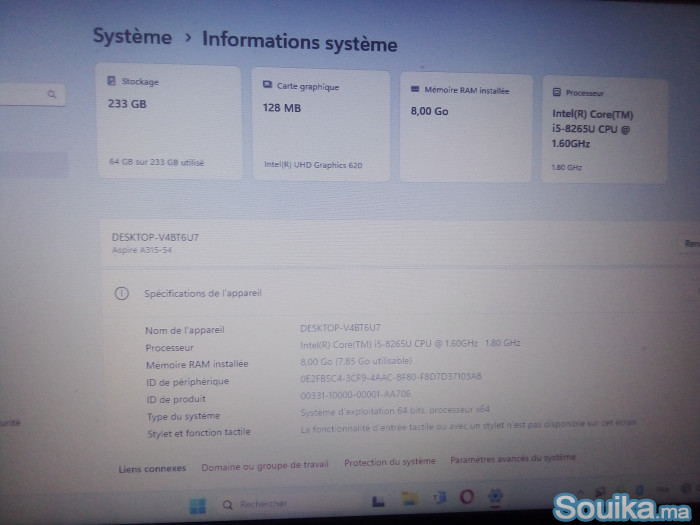 Acer aspire G8 256 SSD RAM 8 Double Graphique